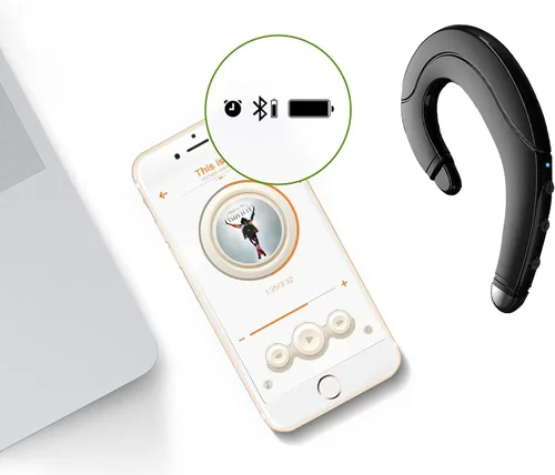 Vista 5 de Auriculares Bluetooth V5.0 con micrófono, sin dolor, auriculares inalámbricos de una sola oreja 5 horas de reproducción para teléfonos