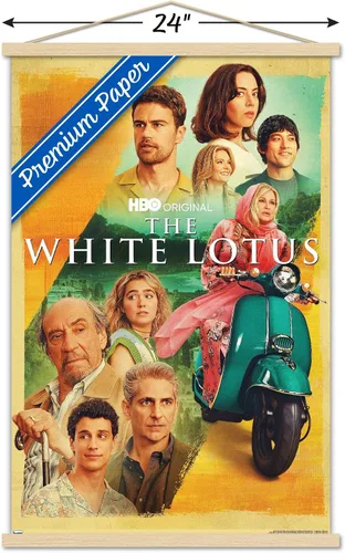 Vista 3 de Trends International The White Lotus - Póster de pared de una hoja, 22.37 x 34.00 pulgadas, paquete de impresión premium y colgador de madera de haya