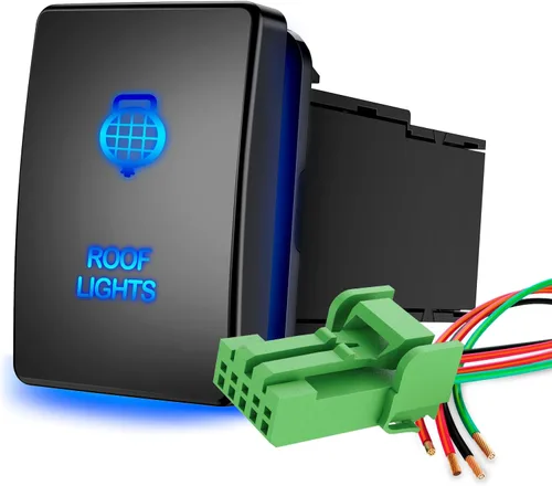 Vista 16 de Nilight Interruptor de botón pulsador para luces AUX 12V ENCENDIDO Apagado con kit de cable conector 1.28" x 0.87" de reemplazo para Toyota Sequoia