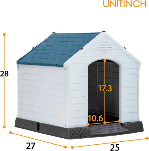 Vista 2 de Casa para perros, casa para perros pequeños y medianos, impermeable, transpirable, de plástico duradero, para interiores y exteriores