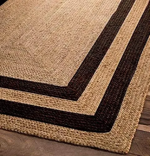 Vista 3 de SANWARIYA Rugs, suelo trenzado rectangular con borde de yute, hecho a mano, hecho a mano (2 pies x 3 pies)