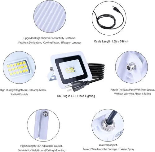Vista 3 de MIWAT ultrafino al aire libre impermeable de 20W IP68 con enchufe en el cable para las luminarias LED de la pared del jardín