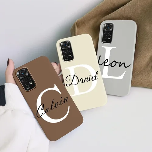 Vista 3 de Funda de teléfono con nombre personalizado para Xiaomi Mi 11T 10 11 Lite, fundas de silicona suave con texto personalizado para Redmi Note 11S 10S