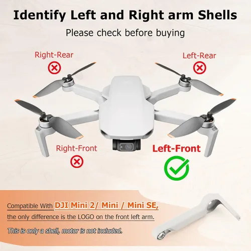 Vista 4 de Cáscara de Brazo Corporal para DJI Mavic Mini 2 Cubierta de Brazos de Reemplazo para DJI Mini/Mini SE Mini 4K Drone Accesorios Piezas