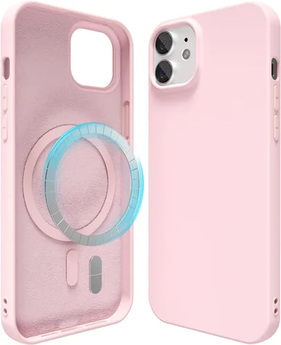 Vista 100 de oakxco Funda de silicona para iPhone 13 Mini/ 12 Mini magnética, compatible con carga inalámbrica Magsafe, goma delgada y suave, cubierta protectora