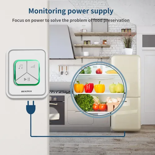 Vista 9 de Hendun Alarma de Falla de Energía, Detector Alertador de Falla de Circuito GFCI, Recordatorio Inteligente de Corte de Energía para Congelador