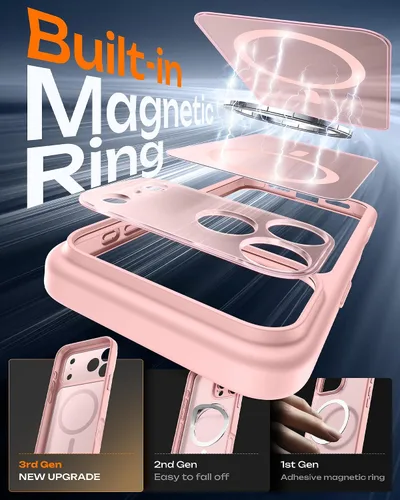 Vista 511 de TOCOL Funda magnética 3 en 1 para iPhone 15 Pro, mejorada [protección completa de cámara] con 2 protectores de pantalla, compatible con MagSafe Gris