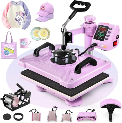 Vista 9 de AKEYDIY Prensa de calor, máquina de prensa de camisetas 5 en 1 de 15 x 12 pulgadas, máquina de transferencia de calor industrial digital de 360°