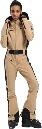 Vista 25 de GSOU SNOW Traje de esquí para mujer, traje de nieve de una pieza, para snowboard, delgado, aislante, impermeable, resistente al viento