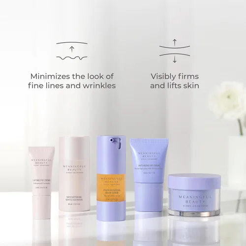 Vista 3 de Meaningful Beauty Essentials Skincare System Advanced Formula Starter Kit, with Melon Super Antioxidants, Includes Youth Activating Melon Serum, Day