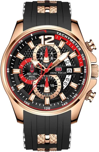 Vista 3 de KXAITO Relojes para hombre, reloj cronógrafo deportivo militar, resistente al agua, correa de cuero de silicona luminosa, relojes casuales