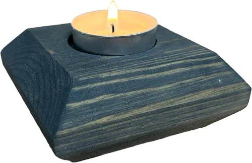 Vista 19 de Portavelas de madera para velas de té, 3.5 pulgadas, decoración del hogar de mesa (vela no incluida) (1, azul, barco)