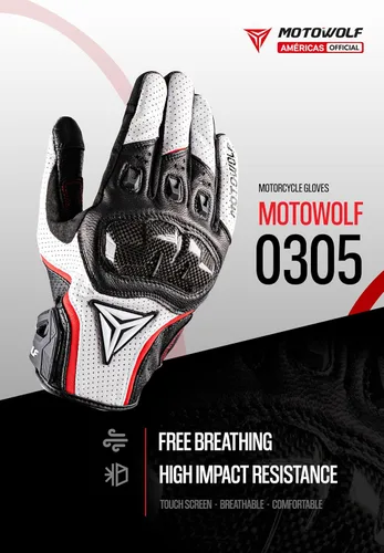 Vista 2 de Motowolf Guantes de motocicleta para hombres y mujeres, guantes de motocicleta transpirables para pantalla táctil de dedo completo, para cuatrimoto