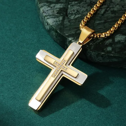 Vista 3 de PAITAIN Regalos para el día del padre para hombres, collar de cruz para padre, papá, marido, novio de esposa, hija, novia, hijo, regalos