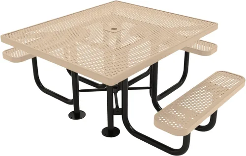 Vista 106 de COATEDOUTDOORFURNITURE Mesa de picnic cuadrada de 46 pulgadas, expandida, color negro