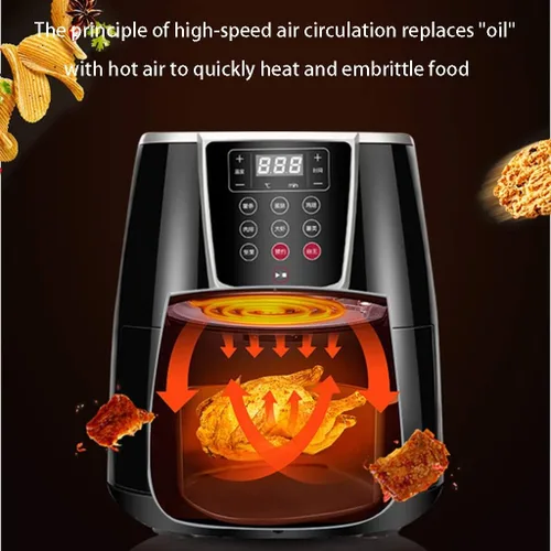 Vista 2 de Freidora de aire eléctrica Nueva freidora eléctrica totalmente automática, freidora de aire de gran capacidad para el hogar, pantalla táctil LCD