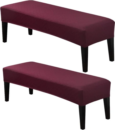 Vista 9 de Fundas de banco de comedor de jacquard tapizado de elastano elástico, funda de banco de alta elasticidad, protectores de banco extraíbles y lavables