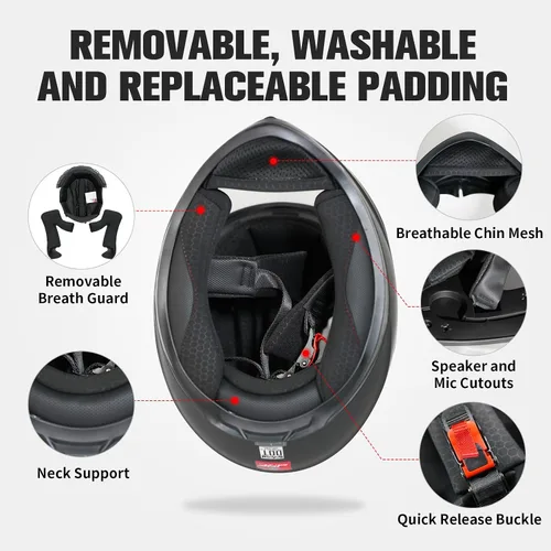 Vista 8 de Casco de motocicleta de cara completa WS-607 aprobado por DOT, casco de motocicleta de carreras de calle para adultos, visera plateada cromada