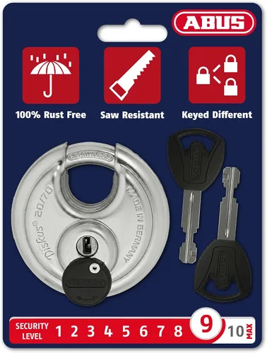 Vista 9 de Candado ABUS 20/70 KD B de acero inoxidable, alta y extrema seguridad, 20/70 KD B
