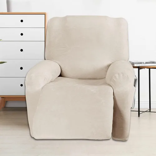 Vista 2 de vctops Fundas reclinables de felpa de terciopelo de lujo, 4 piezas, fundas elásticas y suaves para sofá, protector antideslizante de muebles