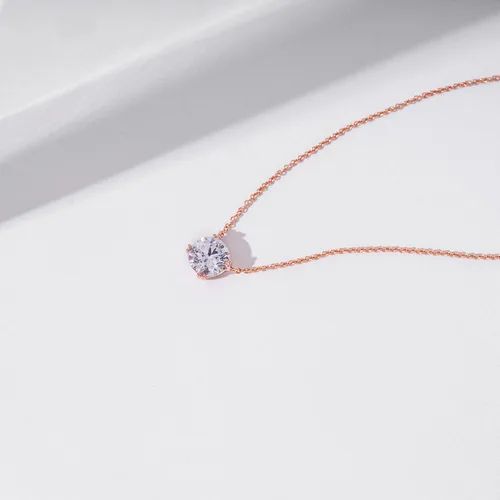 Vista 4 de Tienda Collection Sterling Silver Solitaire Pendant Necklace with Round Cut Infinite Elements Cubic Zirconia Round Solitaire Pendant
