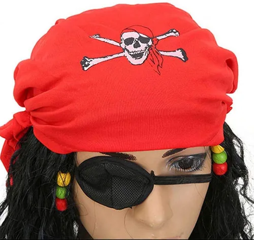 Vista 6 de Disfraz de piratas del Caribe Jack Sparrow máscara Cosplay adulto capitán pirata Headscarf accesorios conjuntos para Halloween regalo de fantasía
