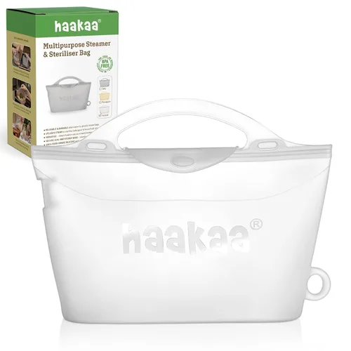Vista 14 de Bolsa de vaporización y esterilización de microondas de silicona Haakaa para viajes, bolsas de vaporización de silicona reutilizables de 30oz/900ml