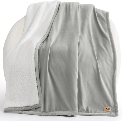Vista 10 de UGG - Manta de arrullo Bliss, manta de forro polar suave y mullida para cama o sofá, tamaño extragrande, cálida, reversible, lavable a máquina