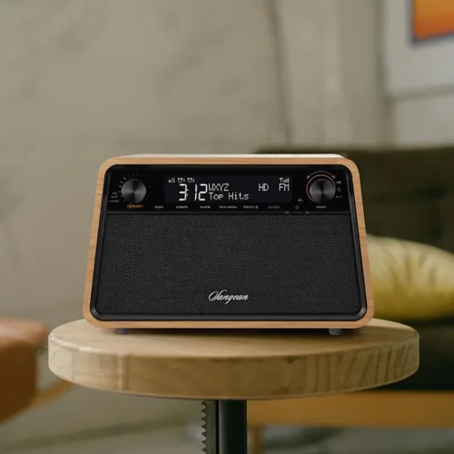 Vista 6 de Sangean HDR-19 HD Radio/AM/FM-RDS/Bluetooth/AUX Radio de gabinete de madera premium