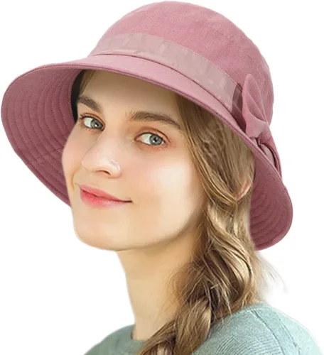 Vista 2 de Sombrero de pescador plegable para mujer, sombrero de ala ancha, sombreros de sol Kentucky Derby Church Sombreros para señoras Cloche Bowler Sun Hat