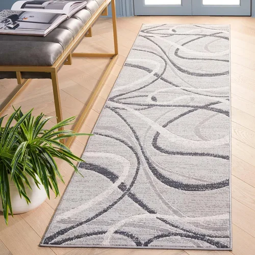 Vista 28 de SAFAVIEH Odyssey Collection - Alfombra de pasillo de 2 pies 2 pulgadas x 8 pies, marfil azul y dorado, diseño abstracto moderno, ideal para zonas
