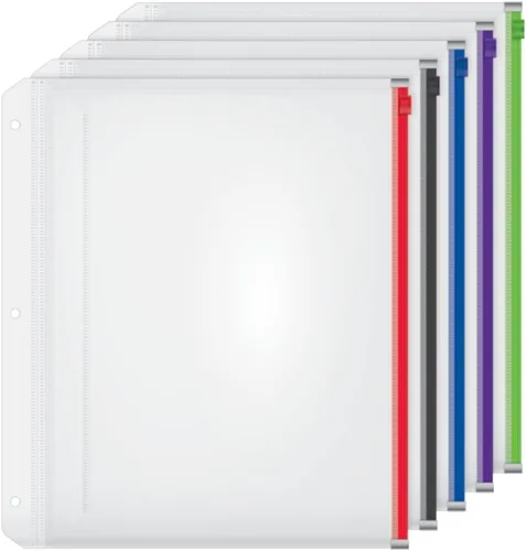Vista 7 de Cardinal – Carpeta de bolsillo con cierre, expansible, 1/2 pulgadas, varios colores, 5 por paquete, Variados
