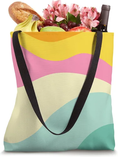 Vista 4 de Retro Waves Swirls Pastel Rainbow Wavy Stripes 70s Bolsa de mano estética