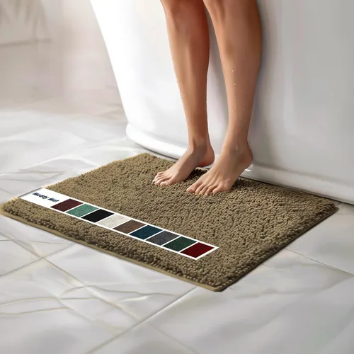 Vista 47 de Muddy Mat Alfombras de Baño de Chenilla de Microfibra de Secado Rápido Antideslizantes Lavables, Extra Gruesas, Suaves y Altamente Absorbentes Gris