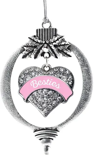 Vista 79 de Inspired Silver Adornos festivos de dije de corazón pave de plata con circonitas cúbicas
