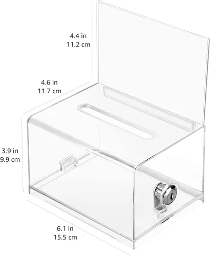 Vista 5 de Amazon Basics Urna con cerradura de llave, transparente