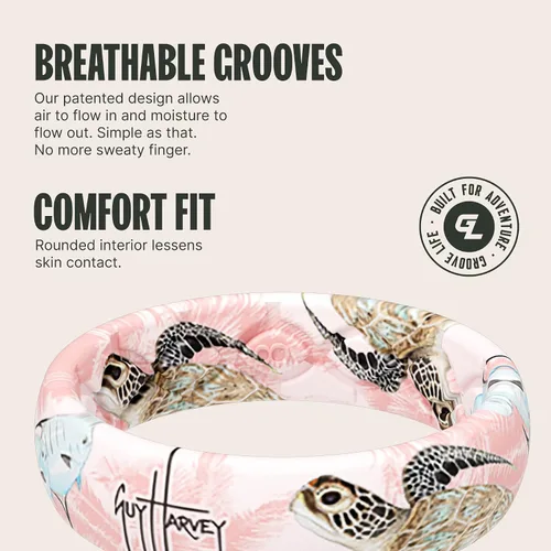 Vista 3 de Groove Life Guy Harvey Silicone Ring - Breathable Rubber Wedding Rings for Women, Lifetime Coverage, Unique Design, Comfort Fit Ring