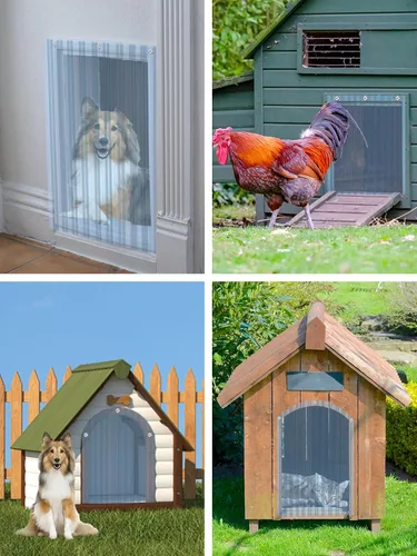 Vista 7 de Solapas de repuesto para puerta de 9.8 pulgadas x 4.9 pies para casa de perro, tira de vinilo transparente fácil de cortar e instalar para puerta