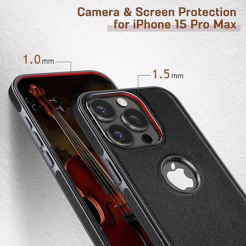 Vista 6 de LOHASIC Funda de cuero para iPhone 15 Pro Max compatible con Magsafe, delgada de lujo de poliuretano suave flexible parachoques agarre