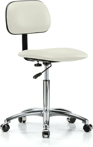 Vista 100 de Perch - Silla de laboratorio cromada con respaldo ajustable, altura del escritorio de 17 a 22 pulgadas, tela negra