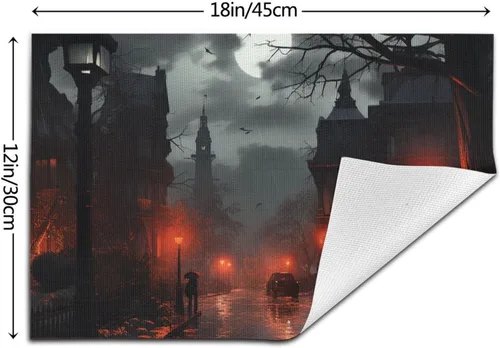 Vista 2 de 6 PCS PVC Placemats Set Place Mats Bad Weather Non-Slip Weave Place Mats 12" x 18" Farmhouse Table Mat Set for Family Dinners Wedding Parties
