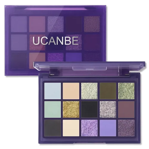 Vista 20 de UCANBE Paleta de sombras de ojos de 15 colores – Kit de maquillaje para ojos con brillo mate, purpurina metálica, tonos frescos en blanco, azul