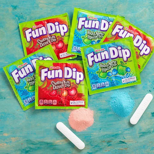Vista 5 de Wonka Fun Dip, paquete de fiesta de sabores surtidos, paquetes de 0.43 onzas (48 unidades)