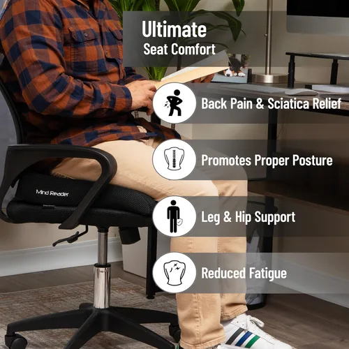 Vista 2 de Mind Reader ARMREST2-BLK - Alivio de presión para la parte inferior de los brazos, cojín ortopédico antideslizante ergonómico, perfecto para Negro