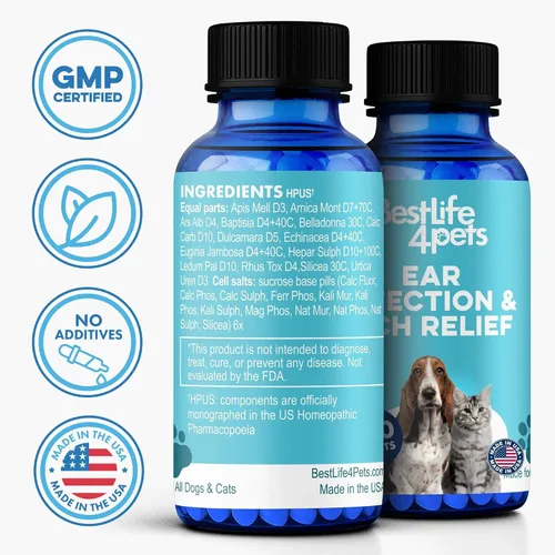 Vista 2 de Tratamiento natural para aliviar la picazón y la infección del oído para perros y gatos, tratamiento natural para los ácaros del oído para gatos