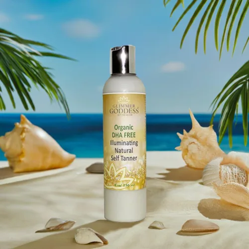 Vista 3 de Glimmer Goddess Autobronceador orgánico sin DHA - Loción bronceadora sin sol (oscuro), 8 onzas