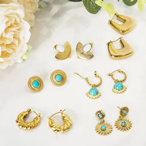 Vista 4 de Aretes de aro gruesos chapados en oro de 14 quilates, ligeros, hipoalergénicos, abiertos, minimalistas, regalos de joyería para mujeres o niñas
