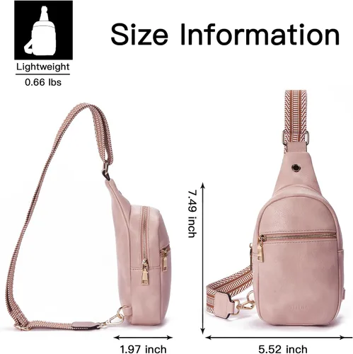 Vista 55 de Telena Riñonera pequeña para mujer, de cuero, cangureras, bolsa de pecho para mujer