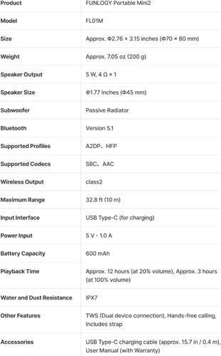 Vista 9 de FUNLOGY Portable Mini2 Bluetooth Speaker, Wireless Portable Speaker with Deep Bass, IPX7 Waterproof, TWS Stereo Pairing, Built-in Mic, Small Speaker
