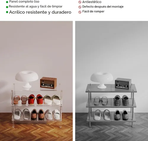 Vista 8 de Aquiver Zapatero acrílico de 3 niveles – Moderno estante de almacenamiento de zapatos independiente para entrada, armario, 25.6 pulgadas de largo x